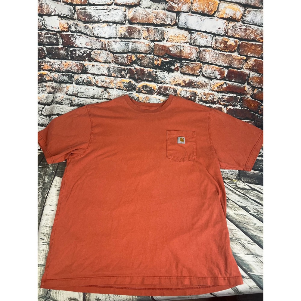 Carhartt Mens Orange Short Sleeve Pocket T Shirt‎ Loose Fit XL Workwear